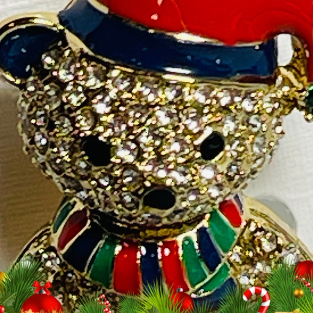 Talbots Rhinestone Teddy Bear Brooch NEW - Picture 4 of 10